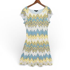 Sharagano Chevron Crochet Knit Dress Size 12 Lined